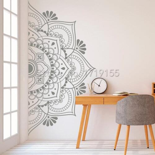 Vinyl Mandala in Half Wall Sticker Bedroom Headboard Wall Decal Home Studio Removable Meditation Yoga Wall Stickers Decor ZW486