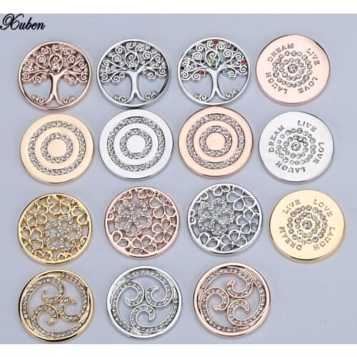 Xuben my 25mm coins crystal disc rose gold interchangeable for holder necklace frame pendant Bracelet women love gift