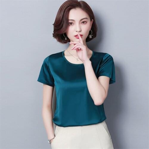 Big Size M-4XL Women Rayon T-Shirt Summer Short Sleeve Tees Casual Lady Imitation silk Tees Girl Basic Tops Brief Feminina WZ456