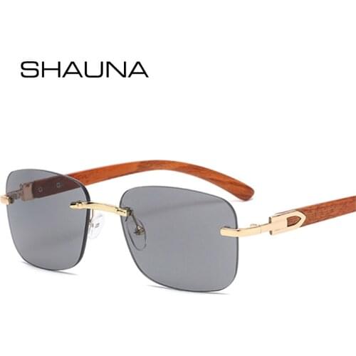 SHAUNA Retro Square Rimless Women Sunglasses Fashion Brand Designer Clear Ocean Gradient Lens Shades UV400 Men Sun Glasses