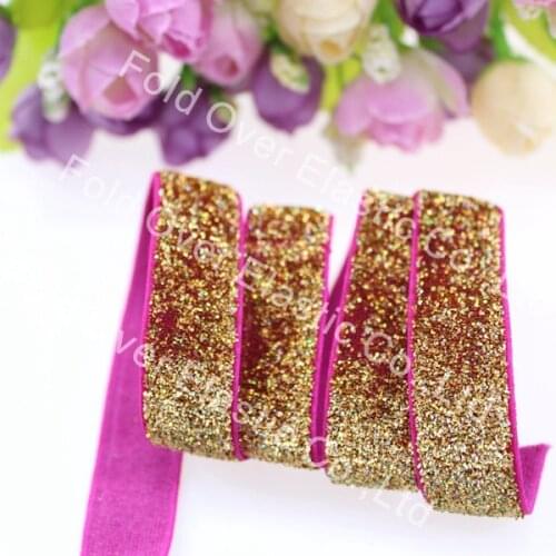 150yards/color 5/8" #LB-583 glitter elastic metallic velvet ribbon for hair tie