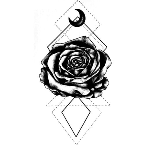30pcs Black Rose Waterproof Temporary Tattoo Sticker Tatuagem Flowers Fake Tattoo The Flash Tatuajes Tatoo Temporary Stickers