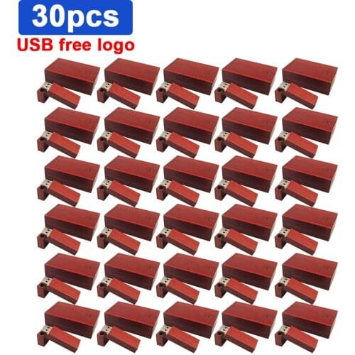 30pcs/lot Wooden USB 2.0 With Box usb flash drive pen drive 4GB 16GB 32GB 64GB pendrive For Photography Gift free custom logo