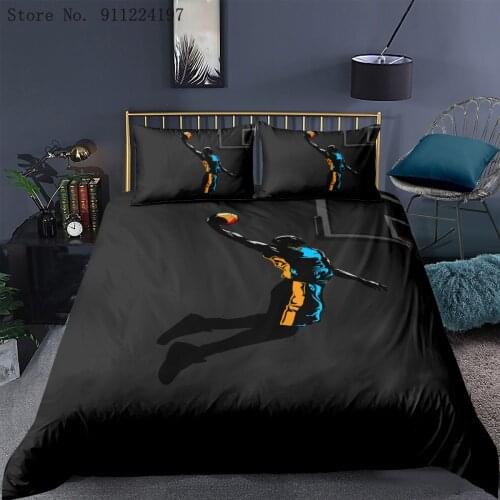 3D Bed Linen Basketball Printing Bedding Sets Single Duvet Cover Set Soccer Sports Boys Man American NO Bed Sheets Ropa Cama 3PC