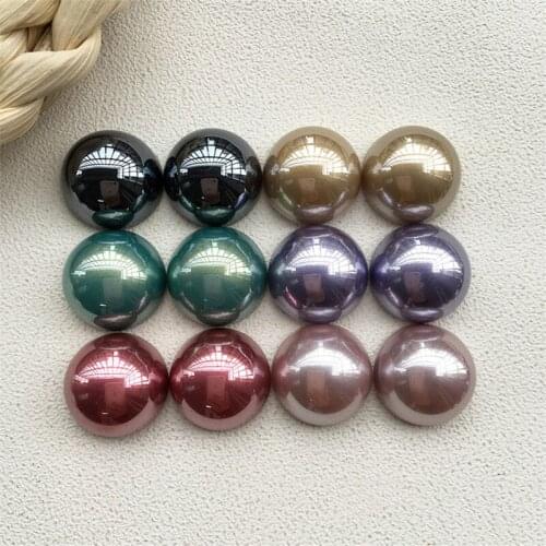 New 18mm 60pcs Flatback Half Round Acrylic Pearl Beads Ornament Accessory DIY Jewelry Button Patch Sticker Cameo Cabochons