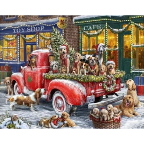 Diamond Painting DIY Christmas Tree Diamond Embroidery 5D Square/Round Winter Picture Rhinestone Mosaic Dog Home Decoration