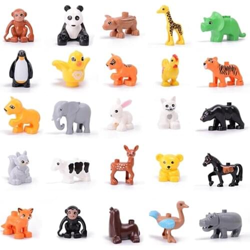 Animals Big Size Blocks Diy Accessories Crocodile Zebra Lion Tiger Puppy Animals Toys For Children Christmas Gifts