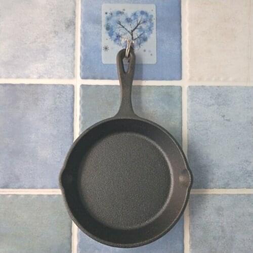 Dia:16cm Cast Iron Skillet Fry Pan with Silicone Handle Nonstick Griddle Grill Cookware Black (frypan-long handle)