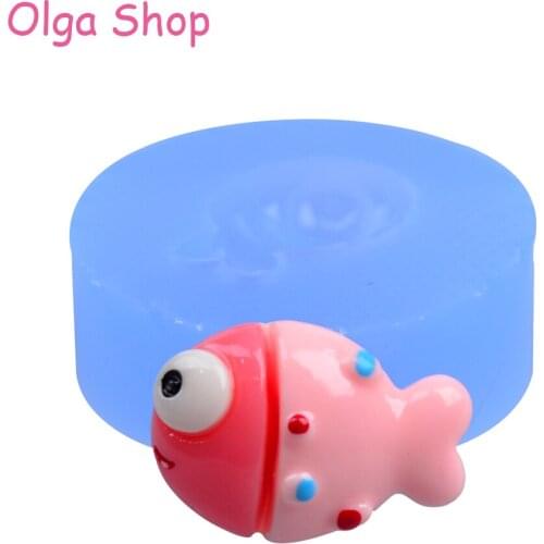 DYL322 18.4mm Mini Fish Silicone Mold - Kawaii Animal Flexible Mould Sugarcraft, Cake Decorating, Clay Mold, Cookie Biscuit