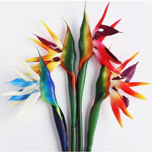 3Pcs Bird of Paradise Orchids Artificial Flower Branch Real Touch Latex Wedding Party Decoration Home and Garden Supplies