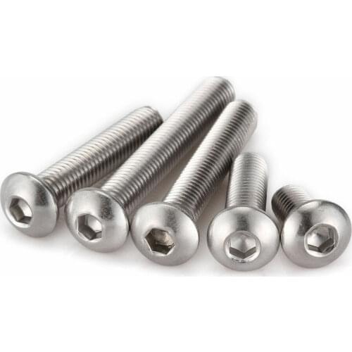 M2 ISO 7380 Stainless Steel 304 Hex Socket Round Head Screw 100pcs/lot