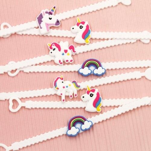 Soft PVC Unicorn Bracelet Silicone Childrens Bracelet Cartoon Unicorn Bracelet