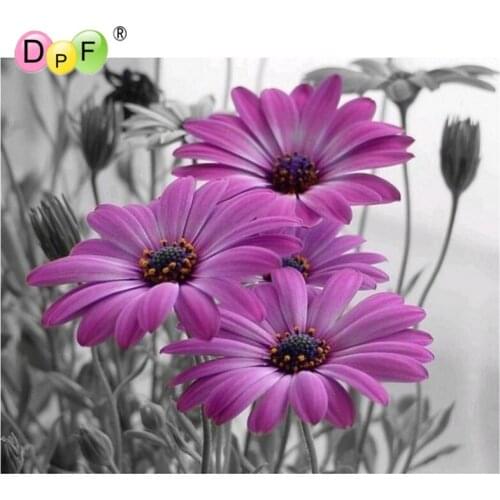 Hot Sale Cross Needlework Diy Diamond Painting Embroidery Patchwork Lilac Daisies 40*30cm Square Full Resinstone Sticker drawing