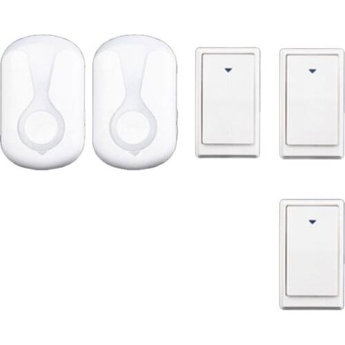 2 receivers 3 push bell set wireless door bell emitter free of battery wireless doorbell ip44 200M work chime door ring 110-240V
