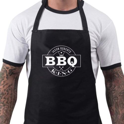 Customize Name“BBQ King”Mens Novelty Apron,Personalized wedding Birthday party Christmas Cake Bakery Kitchen For Him Joke Funny