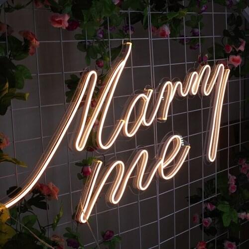 Marry Me Custom Name Neon Light Sign Flex Led 3d Culb Wall Background Hanging Propose Wedding Party Decor Gift Neon Top