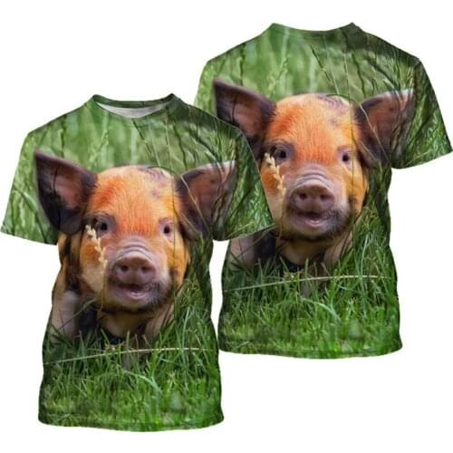 2021 summer new style pig 3D printing mens and womens round neck short-sleeved tops interesting clothes ladies streetwear