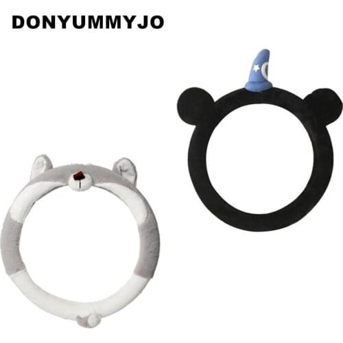 DONYUMMYJO Newest Fashion Design Cute Cartoon Car Steering Wheel Cover Plush Warm Car Cover dog hound Car-styling size 38CM