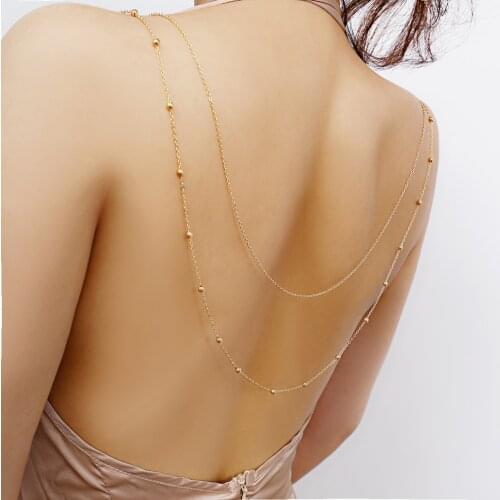 Sexy Women Elegant Satellite Beaded Chain Backless Layering Necklace Bridal Jewelry for Low Back Dress
