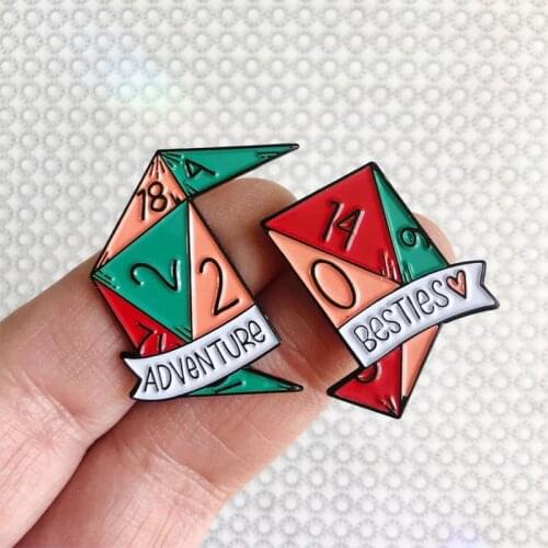 Adventure Besties - D&D/RPG Friendship Enamel Pin D20 Dice Nerd Badge They really interlock just like the old BFF necklaces too