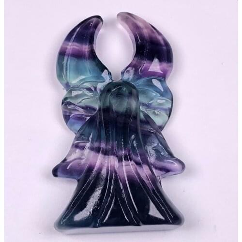Natural Crystal Mineral Ornament Fluorite Carved devil angel Gem Family Home Decoration DIY Gift