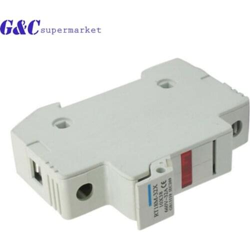 1 piece / batch Rt18-32x AC 380v 32a 1 pole 10x38mm rail mount fuse holder white plastic case for safe water diy electronics