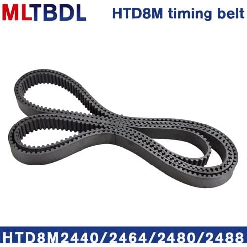 Rubber synchronous belt HTD8M 2440 2464 2480 2488 pitch=8mm arc tooth industrial transmission toothed belt width15/20/30/40