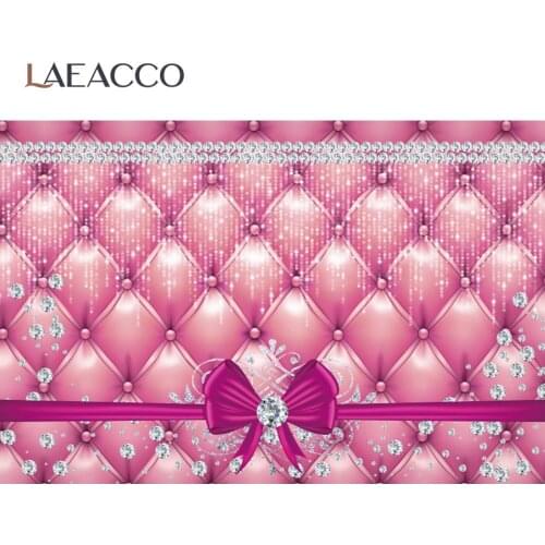 Pink Headboard Red Bow Tie Diamond Backdrop For Photography Princess Birthday Party Portrait Photography Background Photocall