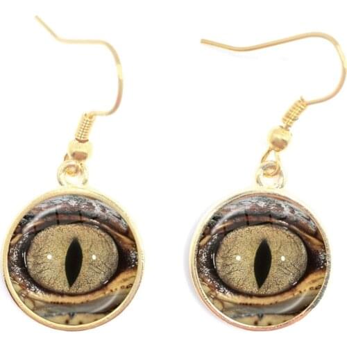 Dragon Snake Owl Cat Tiger Drop Earrings Fiery Dragon Jewelry Glass Cabochon Earrings Animal Eyes Jewelry For Women Girls Gift