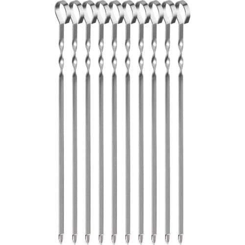 Skewers for Barbecue Reusable Grill Stainless Steel Skewers Shish Kebab BBQ Camping Flat Forks Gadgets Kitchen Accessories Tools