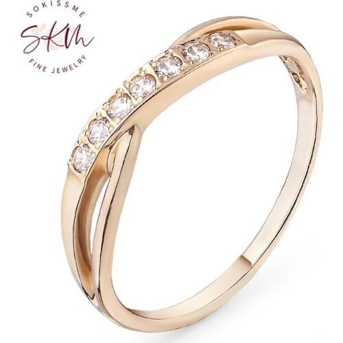 SKM Vintage moissanite rings for women 14k 18k rose gold Engagement rings designer Anniversary Luxury Fine Jewelry