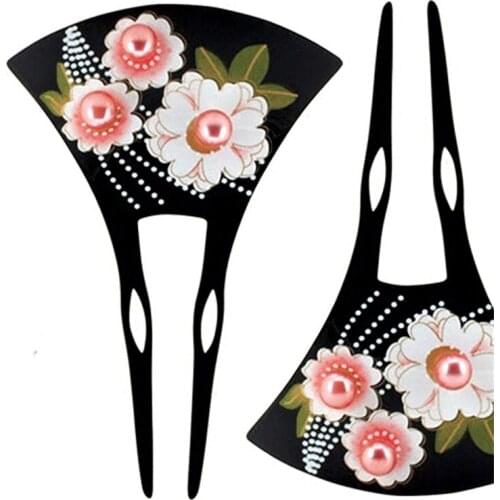 Japanese Style Head Decor Sakura Pattern Hair Comb Hair Stick Hairpin Hair Decor Cosplay Costume Prop Women Girl Gift 1 pcs