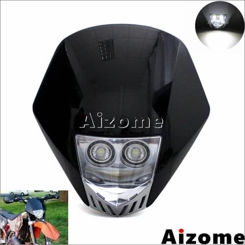 Universal Enduro Dual Headlight LED Motocross Supermoto Hi/Lo Beam Lamp Headlight Fairing For Yamaha Suzuki TW XT TTR DR CRF