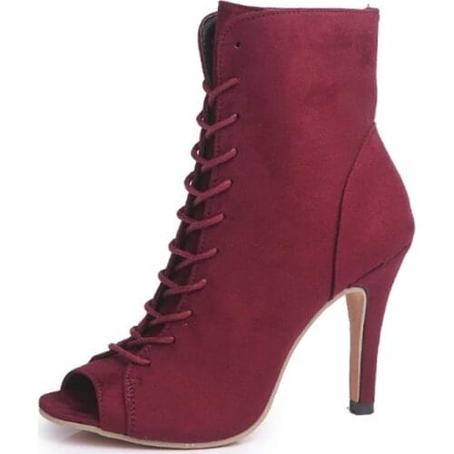 Explosion Models 2019 New High-heeled Fish Mouth Booties Large Size Shoes Womens Fashion Casual Boots Women Boots