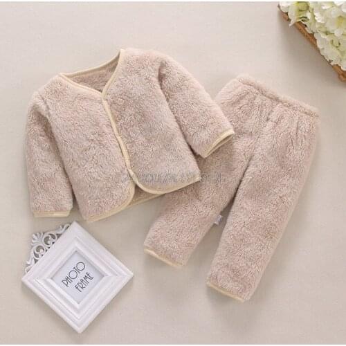 2020 Newborn Winter Coat +Pants Clothing Set Baby girl Soft Warm jacket Childrens Flannel jacket for girls