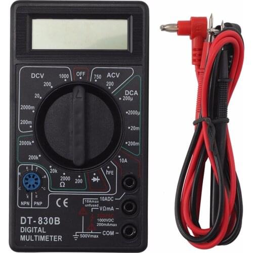1Set Practical DT830B LCD Digital Multimeter Voltmeter Ammeter Ohmmeter AC DC Tester Meter With 2 Probes +User Manual