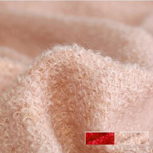 150CM Wide 440G/M Weight Pink Red Tweed Knitted Mohair & Wool & Polyamide Fabric for Autumn Dress Coat Jacket DE1175