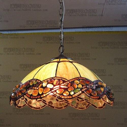 16inch agate jade Tiffany Suspended Luminaire E27 110-240V Chain Pendant lights Lighting Lamps for Home Parlor Dining Room