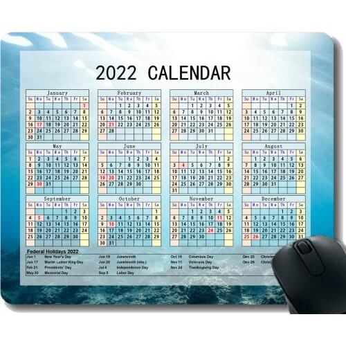 2022 Calendar Mouse Pad,Underwater World Ocean Corals Custom Gaming Mouse Pads with Designs
