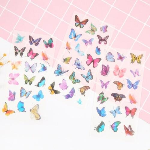 6Sheets/pack Kawaii Cute Butterfly Paper Stickers Ablum Diary Scrapbooking Label Sticker School Supplies Bullet Journal n708