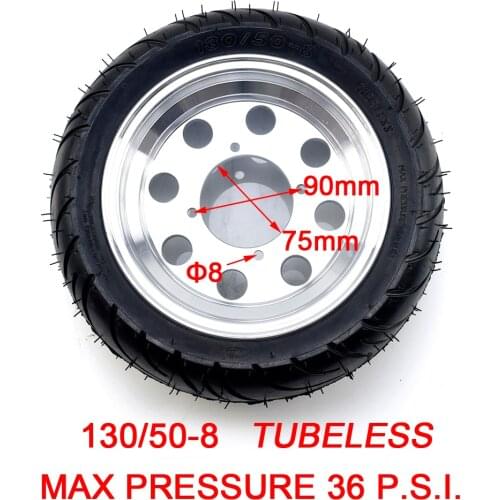 8 Inch 130/50-8 & 90/65-8 rear wheel Tubeless Tyres vacuum & rims For Honda Monkey Z50 Z50J Buyang Electric Scooter Pocket bike