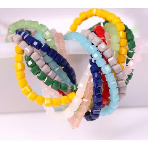 190Pcs/Lot Czech Glass Square Beads Green 4mm Faceted Crystal Cube Loose Beads For DIY Making Needlework Accessories Jewelry