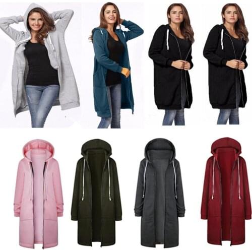 Cofekate Female Overcoat Plus Size Hooded Clothes Women Long Sleeve Hoodies 5XL Winter Jackets and Coats Zip Up Womens Jacket