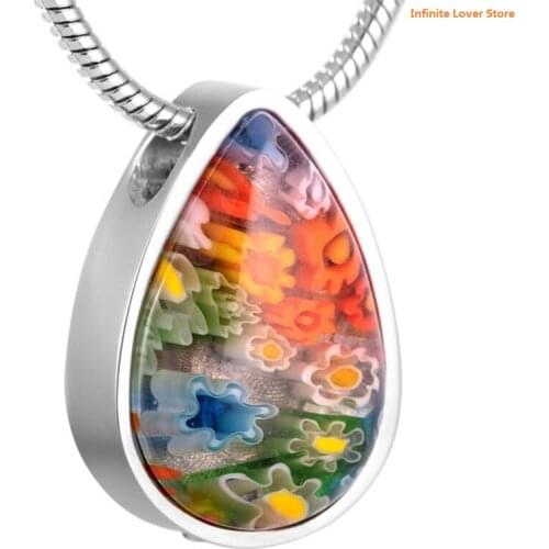 IJD8476 Wholesale Small Teardrop Cremation Necklace Stainless Steel Funeral Jewelry for Human/Pet Ashes Holder
