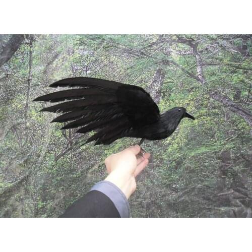 Creative simulation wings crow toy plastic & furs wings crow model doll about 30cm 0878
