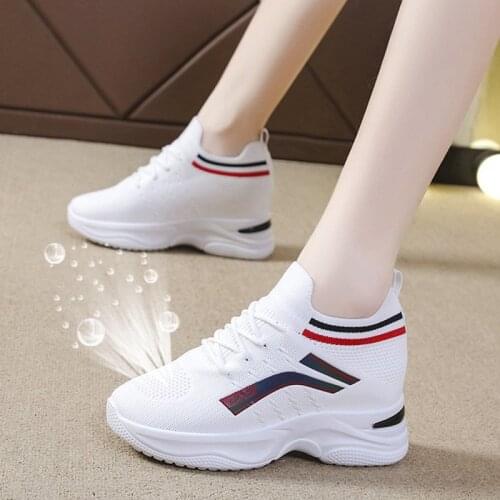 Female Vulcanized Shoes Air Mesh Slip-On Casual Thick Bottom Woman Sneakers Solid Platform Classics Breathable Ladies Footwear