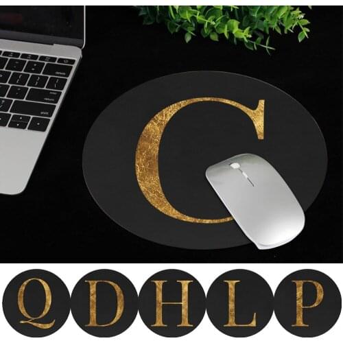 Golden Initial Name Pattern Laptop Gaming 22*22 cm Round Mouse Pad Universal Anti-Slip Laptop PC Mice Pad Mat Gaming Mousepad