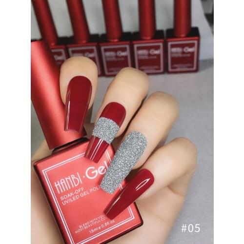 New Year Red Nail Polish Glue 15ml Soak Off UV Gel Nail Polish Manicure Tool Glitter Sequin Nail Polish Halloween Nail Varnish