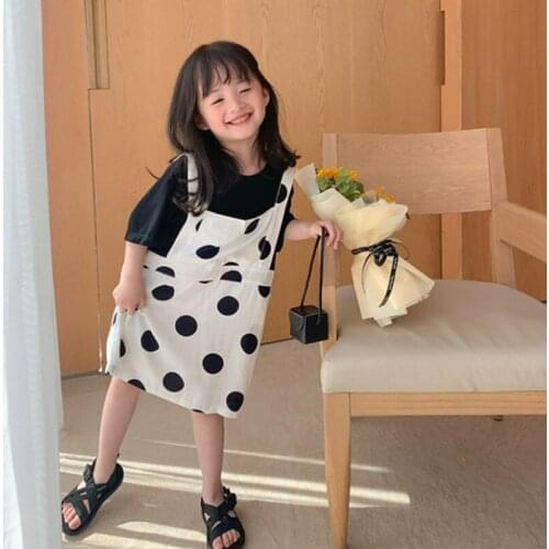 Mihkalev 2-6Y Baby Girl Summer Dress 2021 Girls Patchwork Dot Dress For Children Casual Clothes Kids Clothing