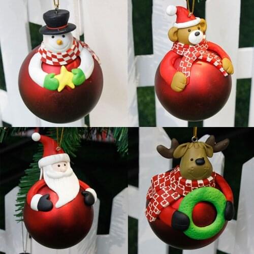 Cartoon Santa Claus Snowman Christmas Tree Ball Elk Bear Soft Ceramic Ball Xmas Party Hanging Ball Ornament decorations